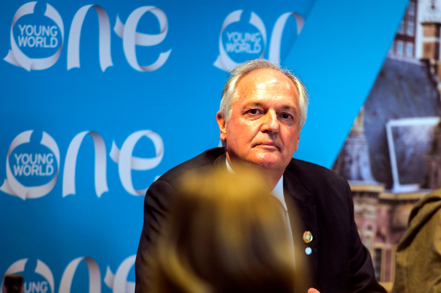 CEO Unilever Paul Polman attends a press conference during the Oficial opening of One Young World The Hague Summit 2018 in the World Forum in The Hague, Netherlands, on 17 October 2018.