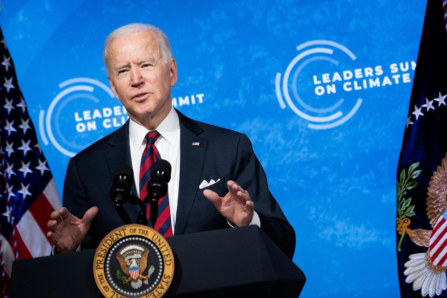 Joe Biden speaking about climate