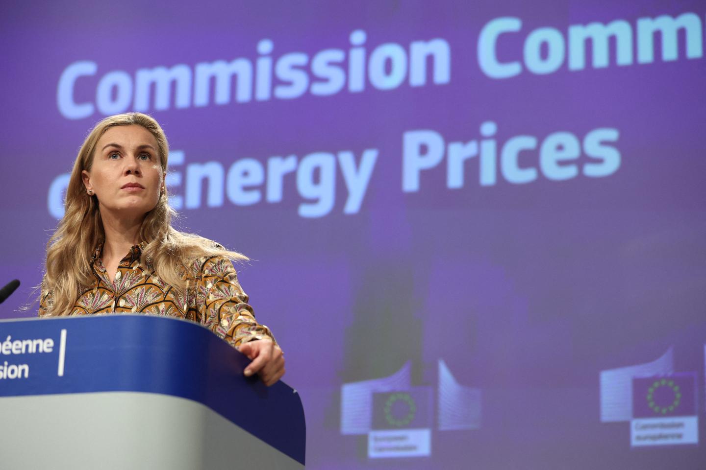 Commissioner for Energy Kadri Simson holds a press conference after the College of Commissioners' meeting laying out the European Commission actions on energy prices increase at the European Commission headquarters, in Brussels on October 13, 2021.
