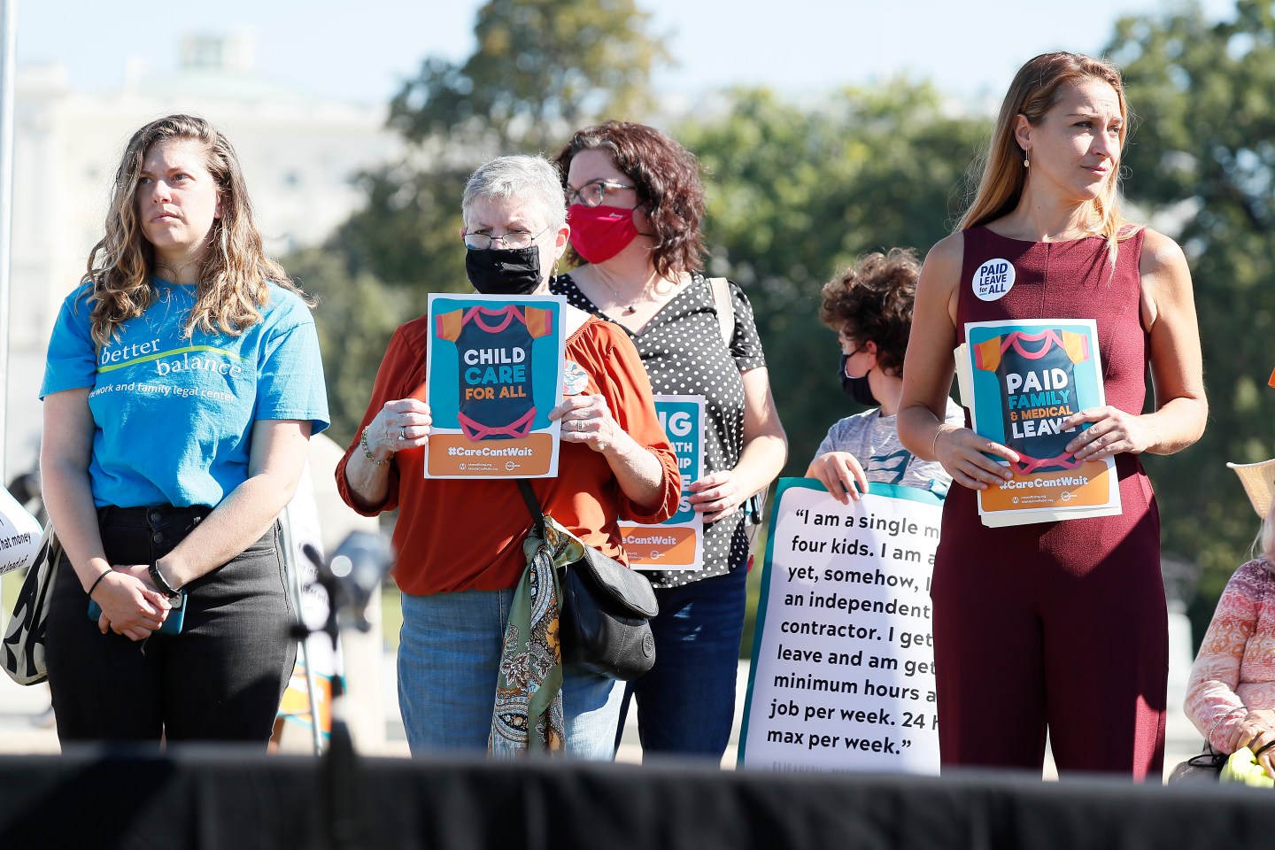 Advocates of the Build Back Better act in front of the U.S. Capitol.