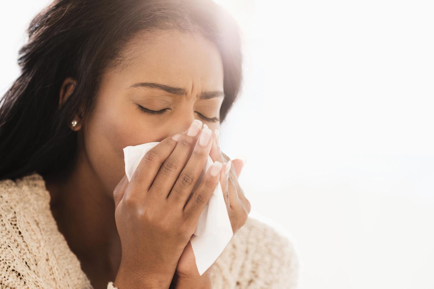 Woman sick with the flu