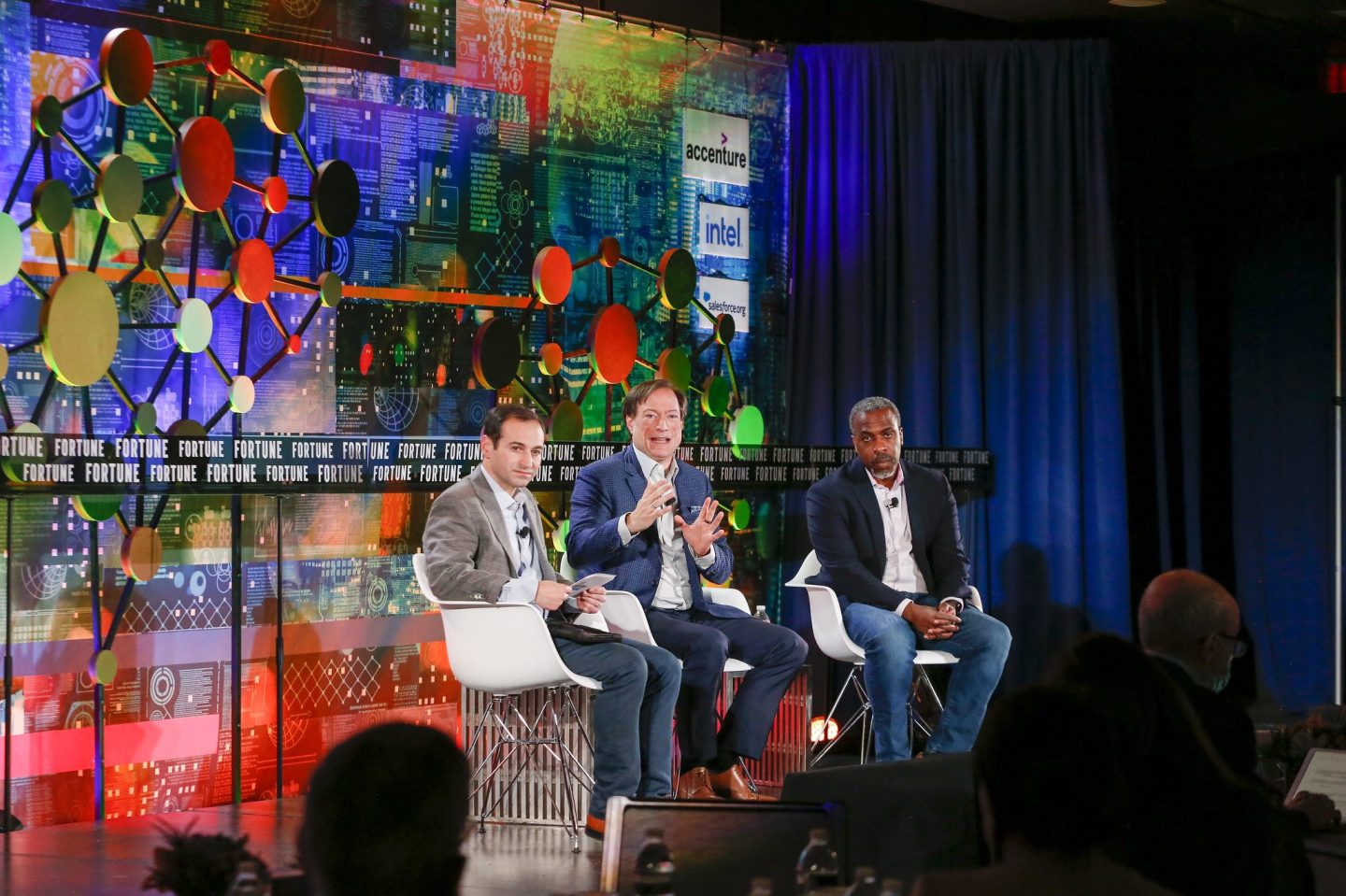 Jeremy Kahn interviewing Dell's John Roese and Rapid7's Corey Thomas at Brainstorm A.I.