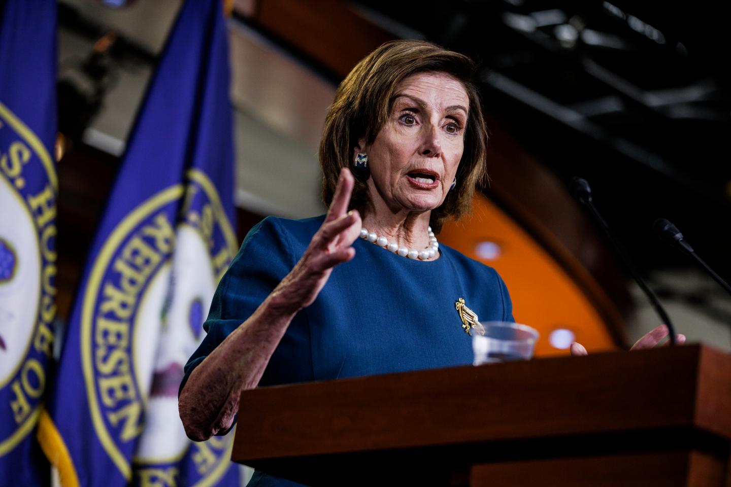 Speaker of the House Nancy Pelosi (D-CA) holds her weekly news conference in the Capitol Visitors Center at the U.S. Capitol building on October 28, 2021 in Washington, DC.