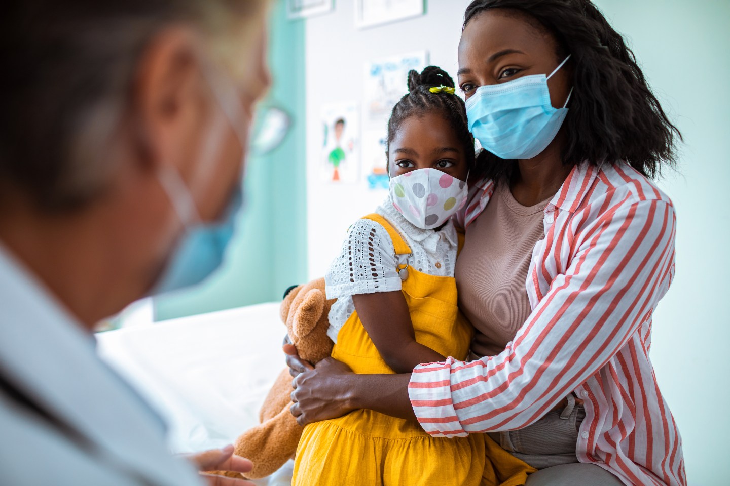 Mother and daughter at the pediatric office