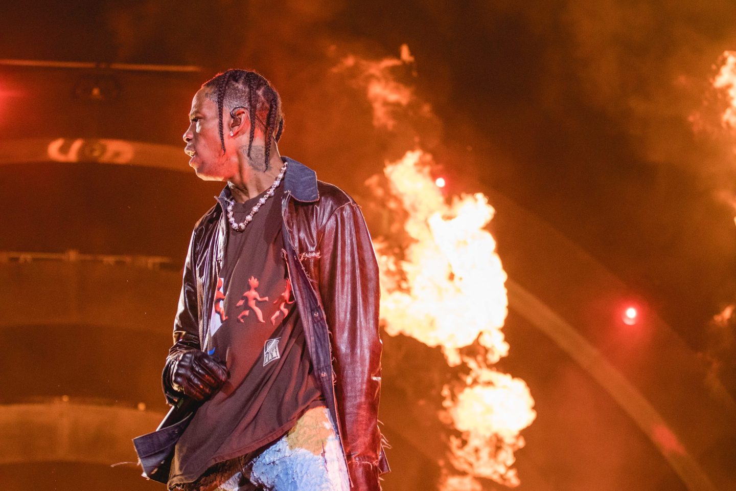 Travis Scott performing at Astroworld Festival 2021