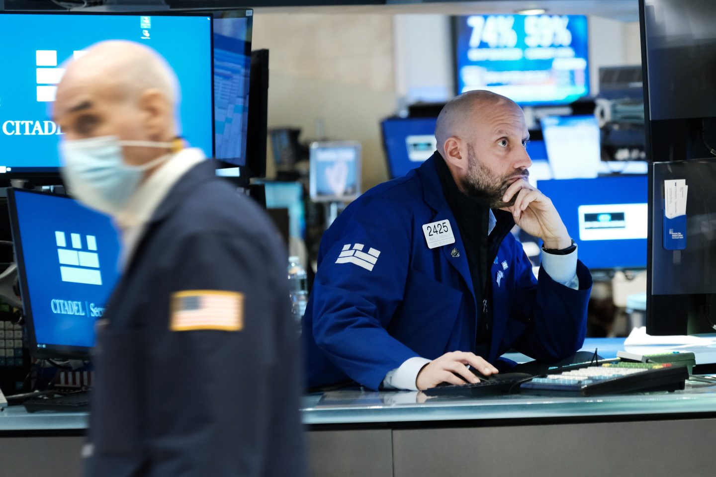 Traders work on the floor of the New York Stock Exchange on November 15.