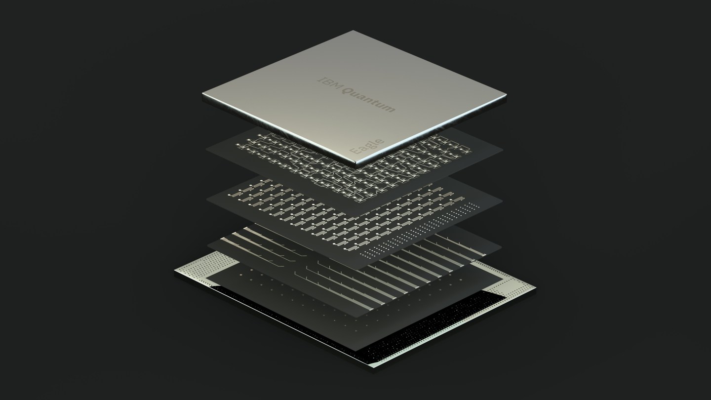 Photo of IBM Eagle quantum chip