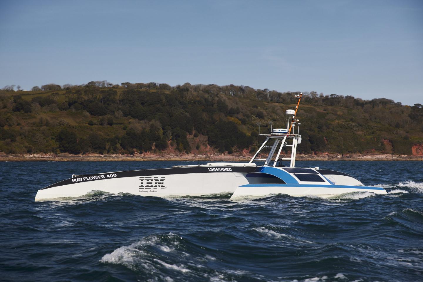 Mayflower Autonomous Ship during its sea trials.