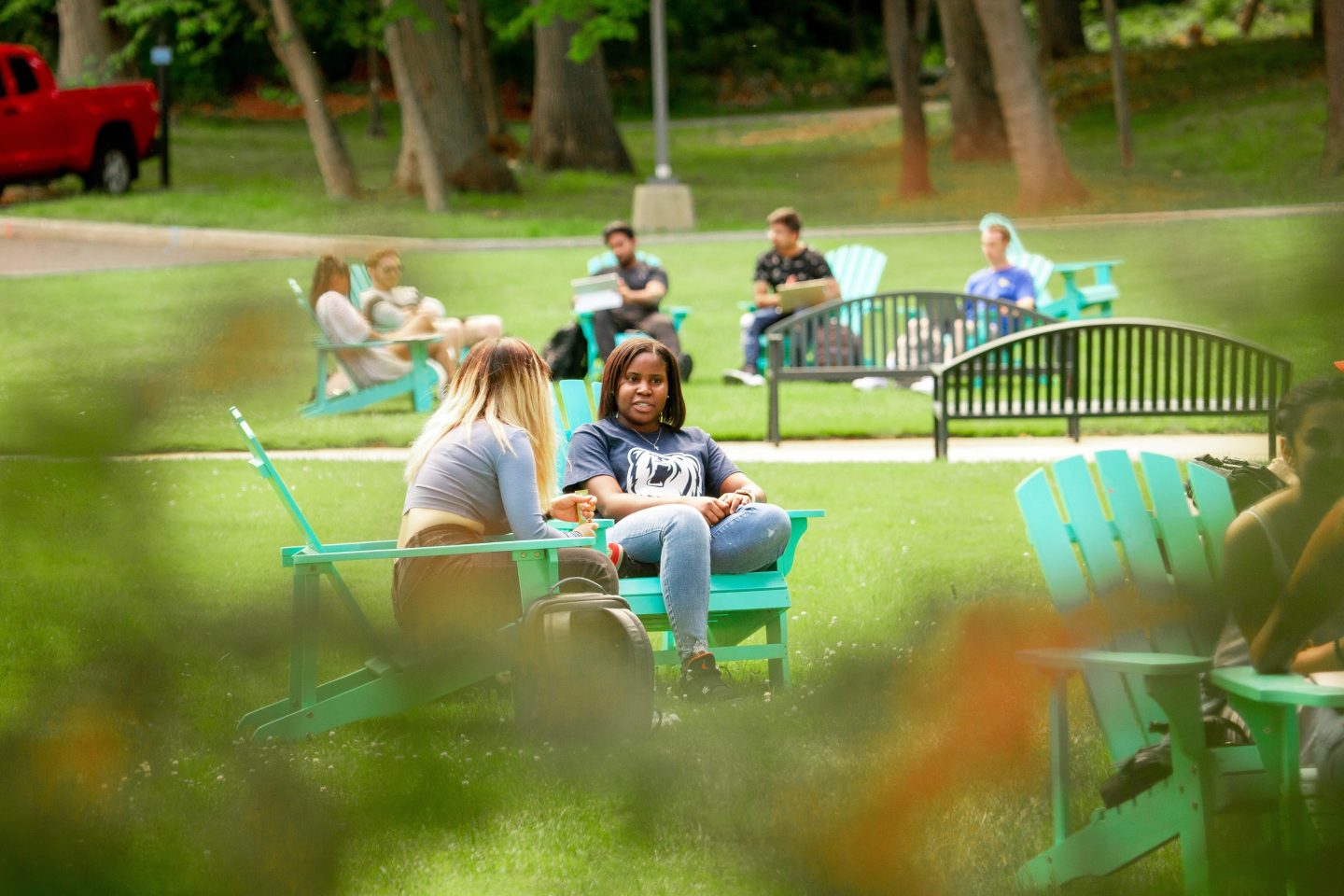 The New York Institute of Technology's Long Island campus added outdoor "parklets" with wireless capabilities and seating areas.