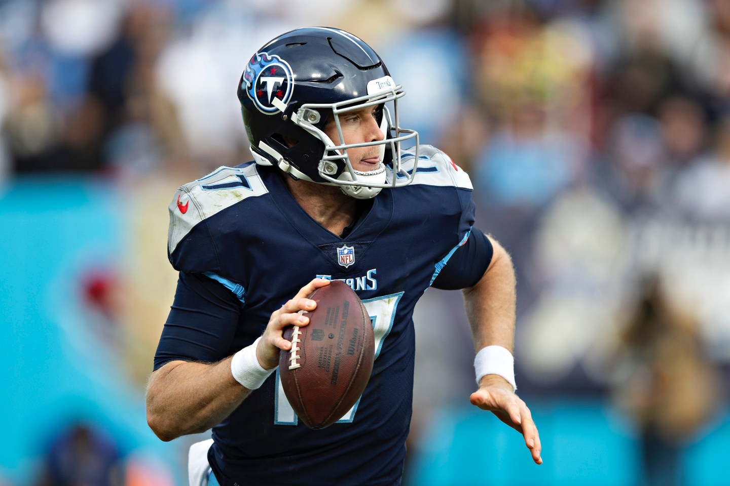 Photo of Ryan Tannehill, No. 17 of the Tennessee Titans.