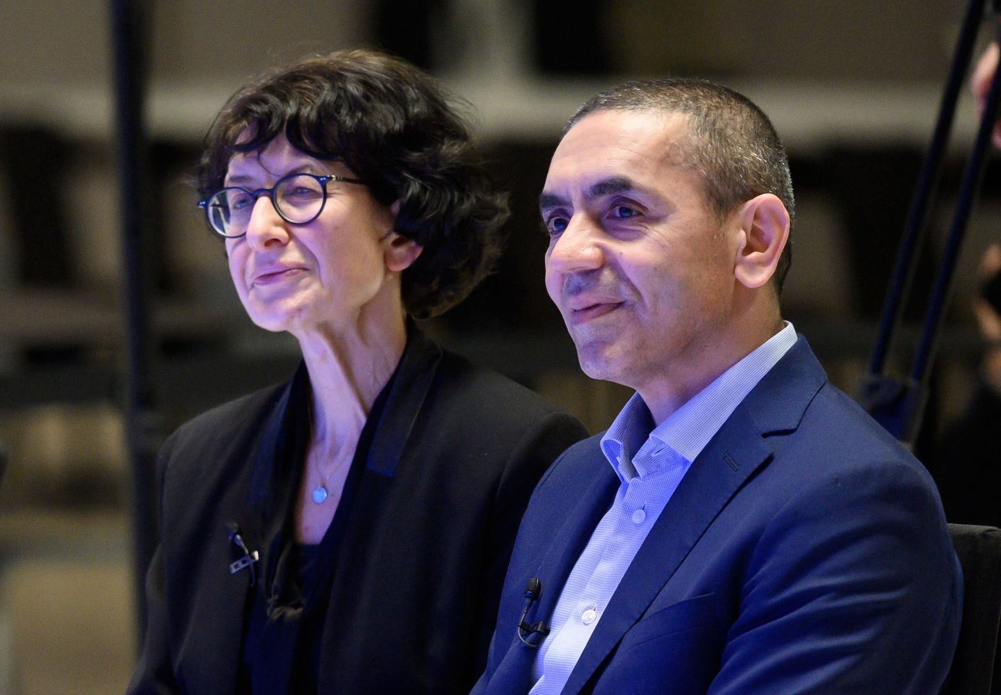 BioNTech founders Ozlem Tureci (left) and Ugur Sahin during the Axel Springer Awards in Berlin in March 2021. BioNTech exemplifies an emerging trend, the authors write: “Companies don’t need to be big to be smart, nor do they need to be big to be more innovative.”