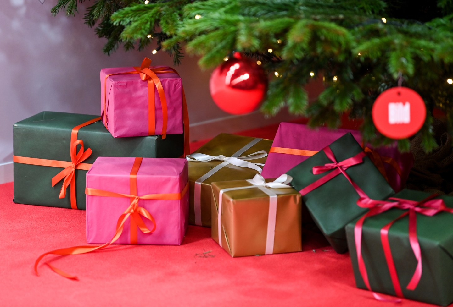 Gifts under a Christmas tree.