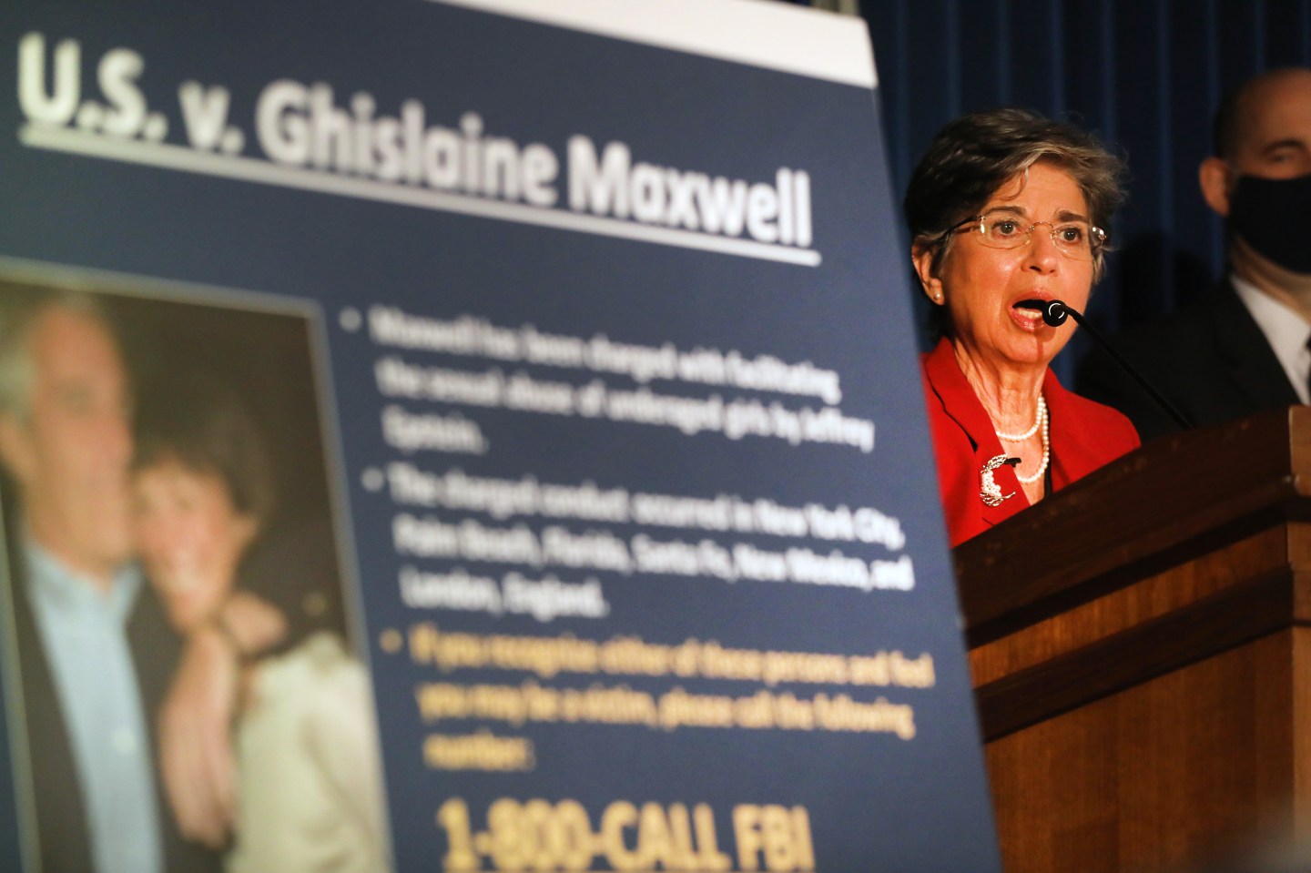 Acting U.S. Attorney for the Southern District of New York, Audrey Strauss, speaks to the media at a press conference to announce the arrest of Ghislaine Maxwell, the longtime girlfriend and accused accomplice of deceased accused sex-trafficker Jeffrey Epstein, on July 2, 2020.