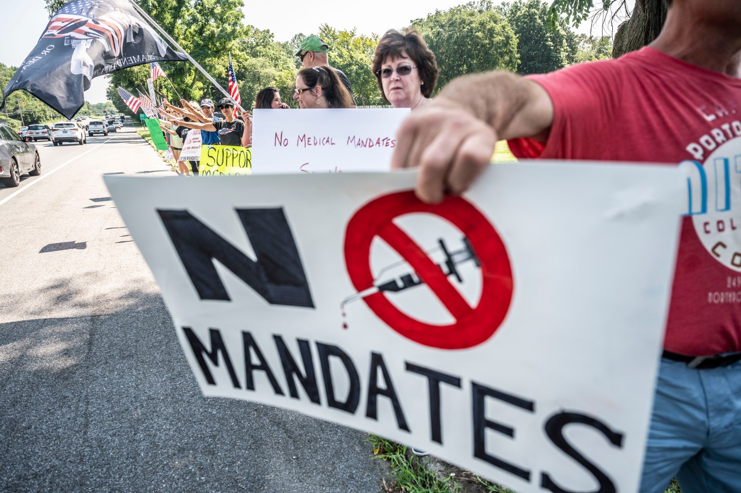 Health care workers protesting vaccine mandates