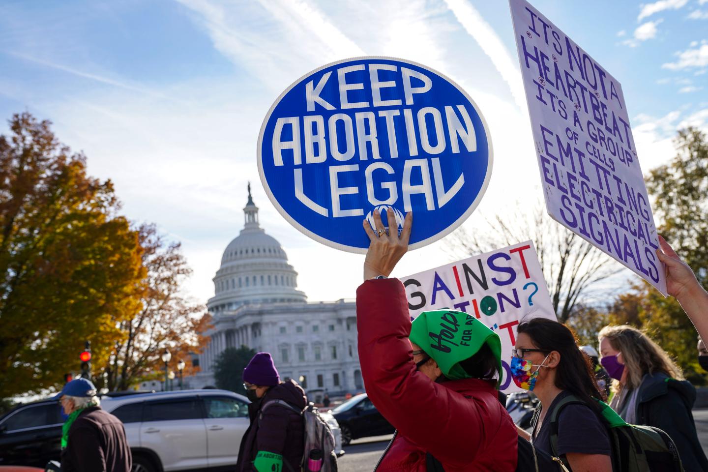 Pro-choice protesters in front of the Supreme Court.