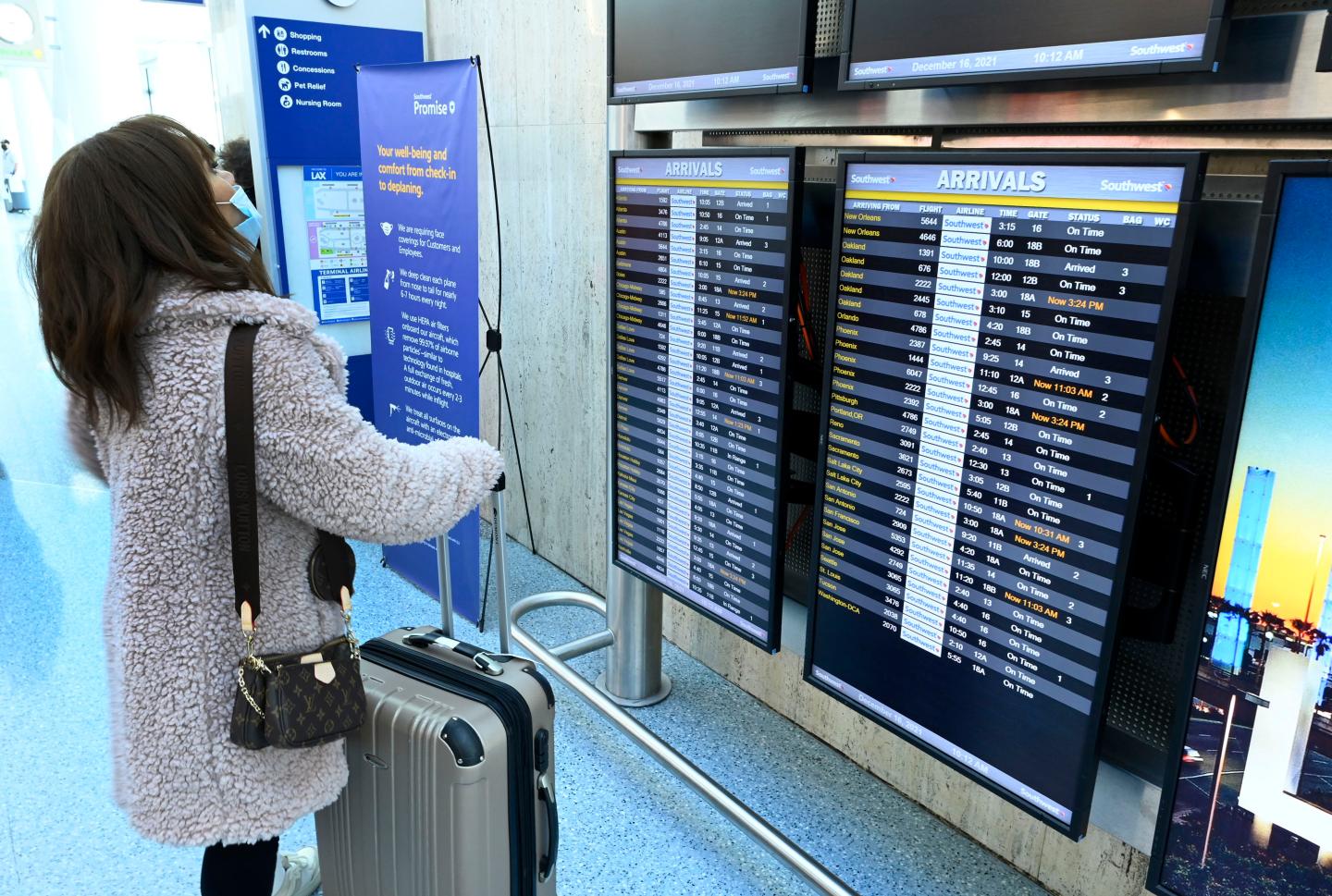 A woman at an airport on Dec. 16.