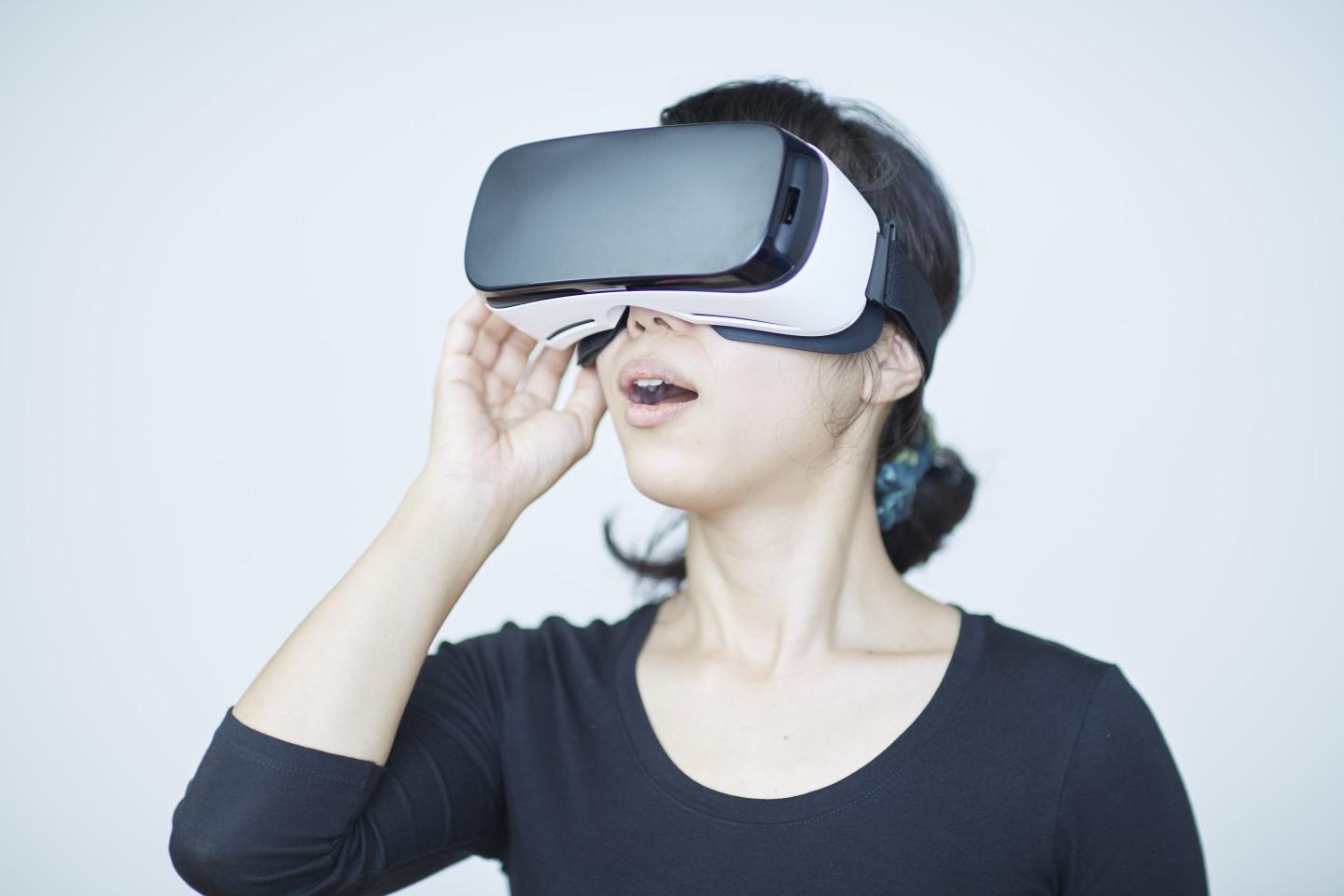 Woman wearing VR headset