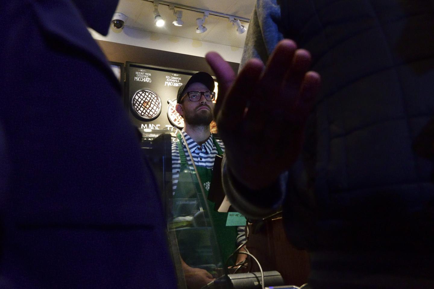 A protest against racism at a Starbucks in Philadelphia in 2018.