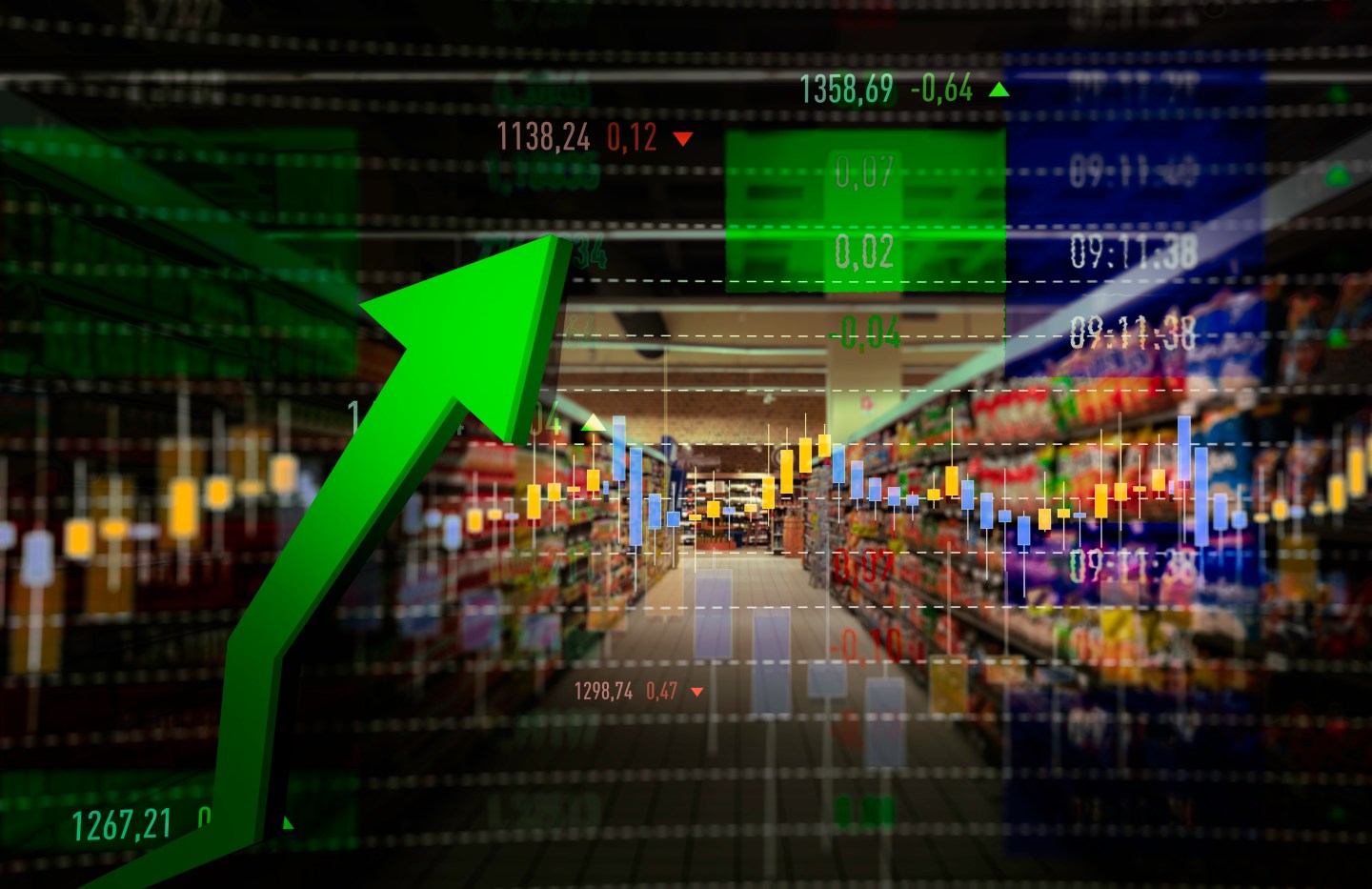 Photo of supermarket shelves.
