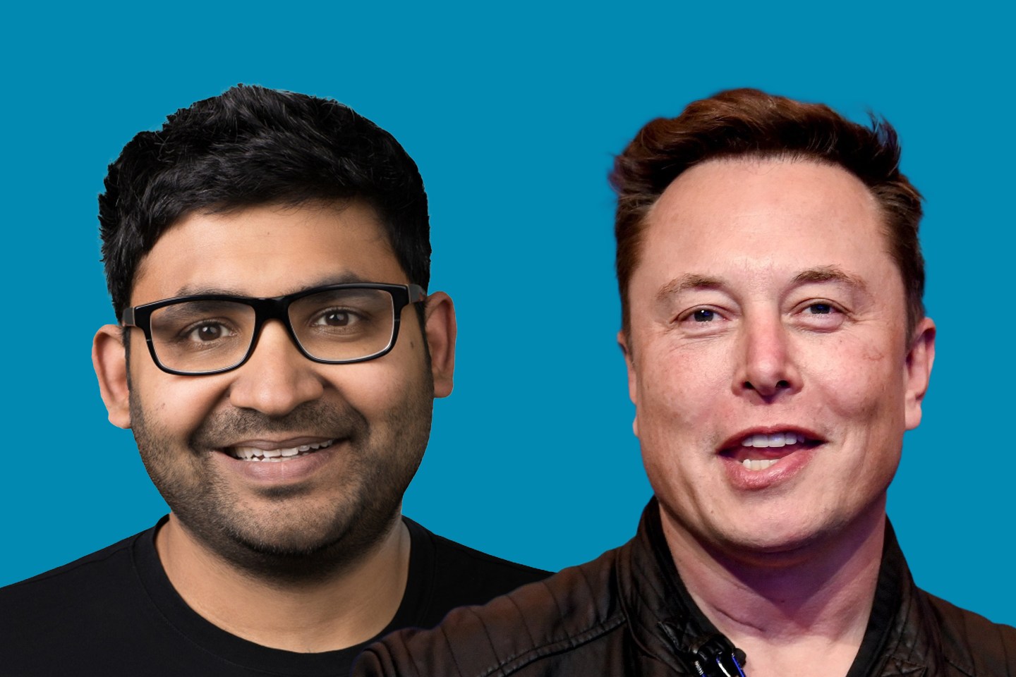 Ex-Twitter CEO Parag Agrawal and Tesla CEO Elon Musk.