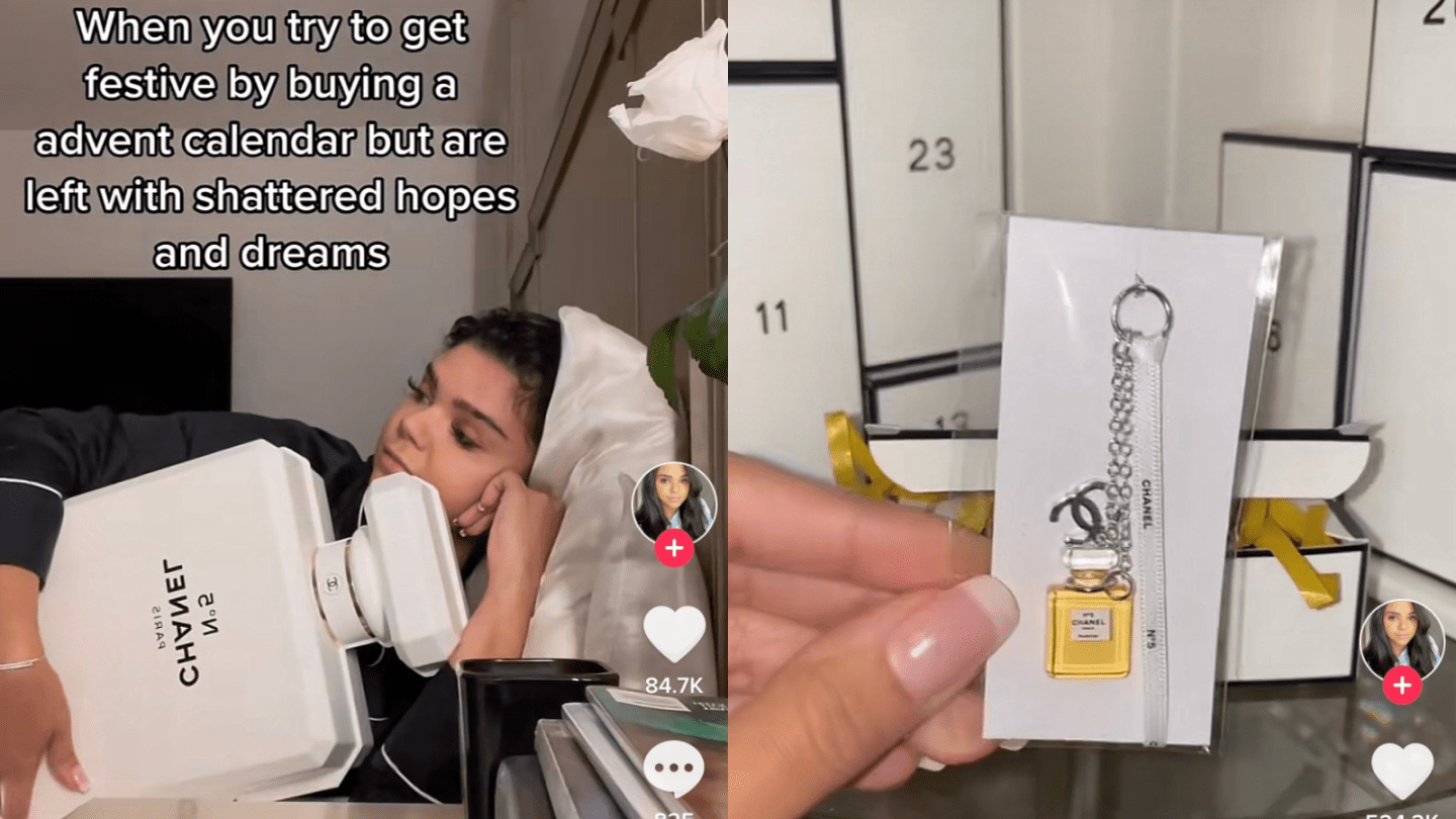 Sceenshots of Elise Harmon's Chanel advent calendar video.