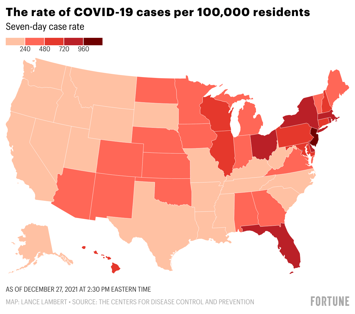 Here’s the COVID-19 case rate by state, as Omicron puts New York and New Jersey back at the epicenter of the pandemic