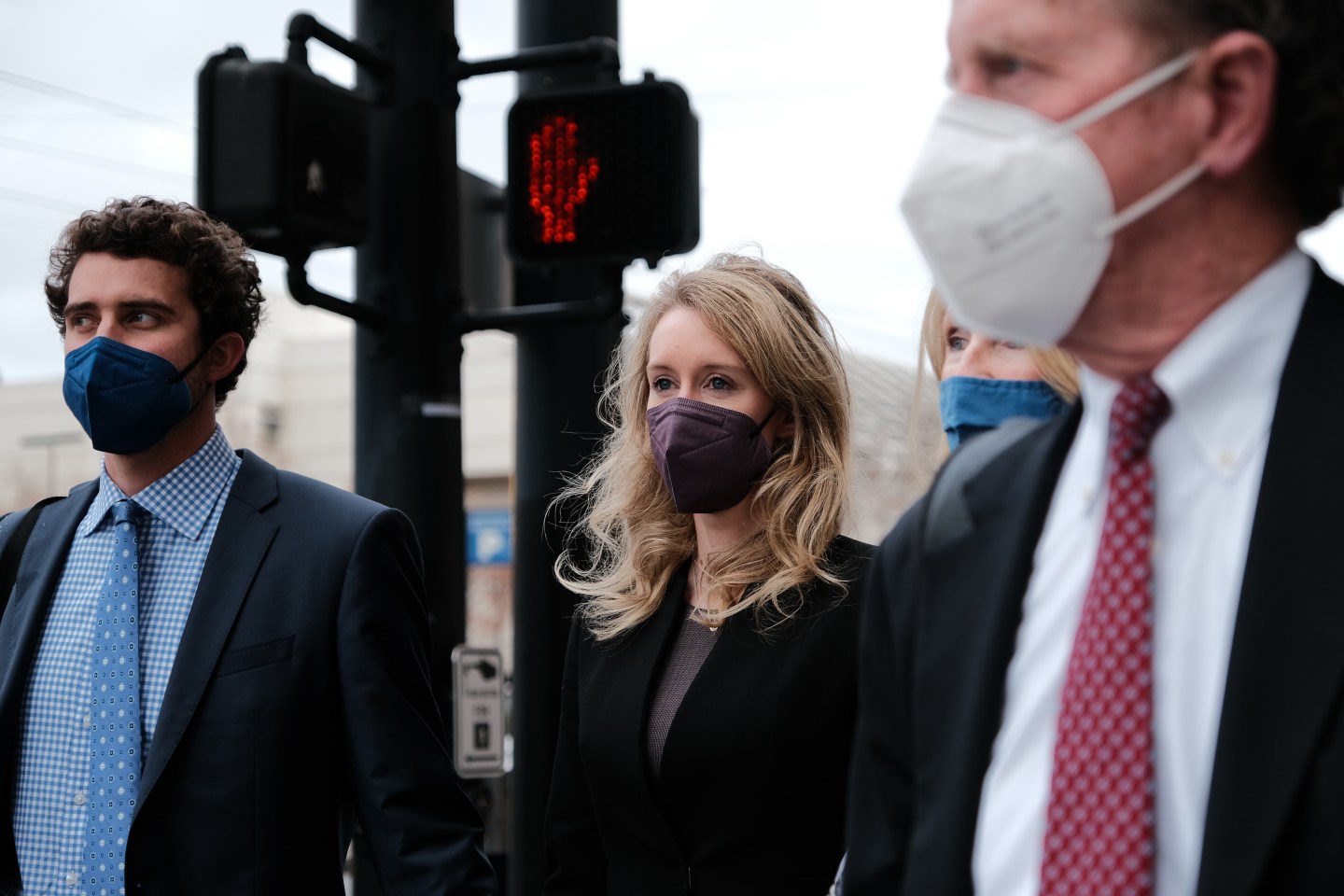 Elizabeth Holmes leaving court.