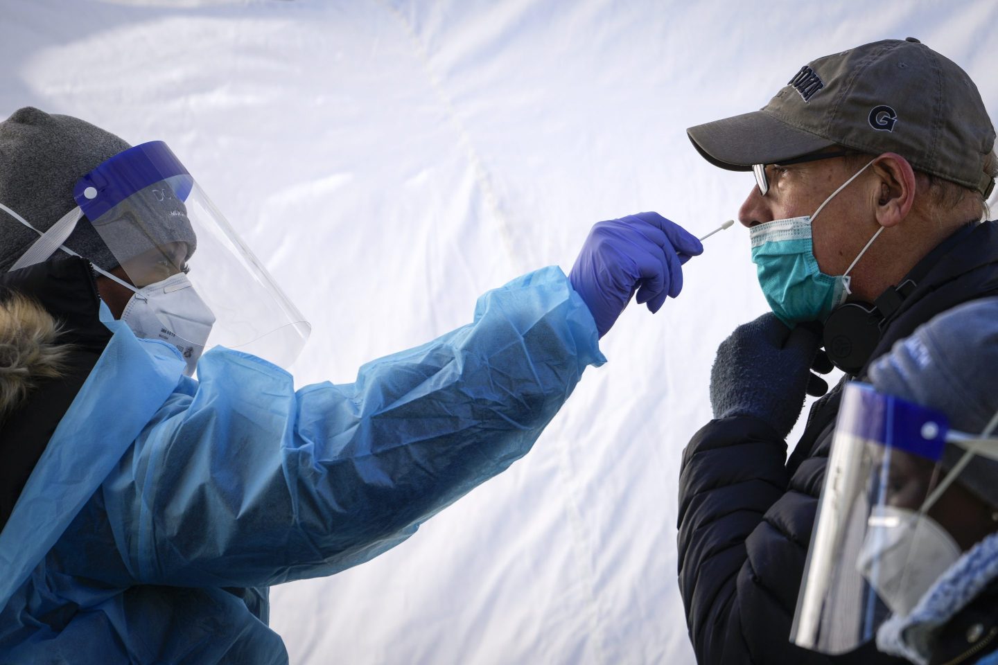 Man getting a COVID test