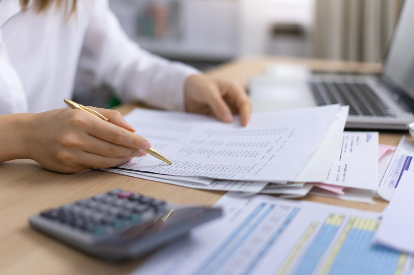 Person doing taxes.
