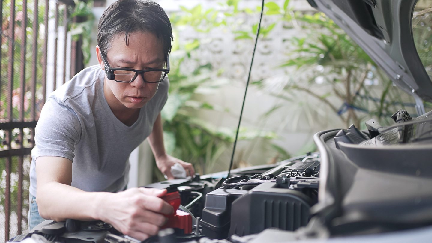 Man working on his car