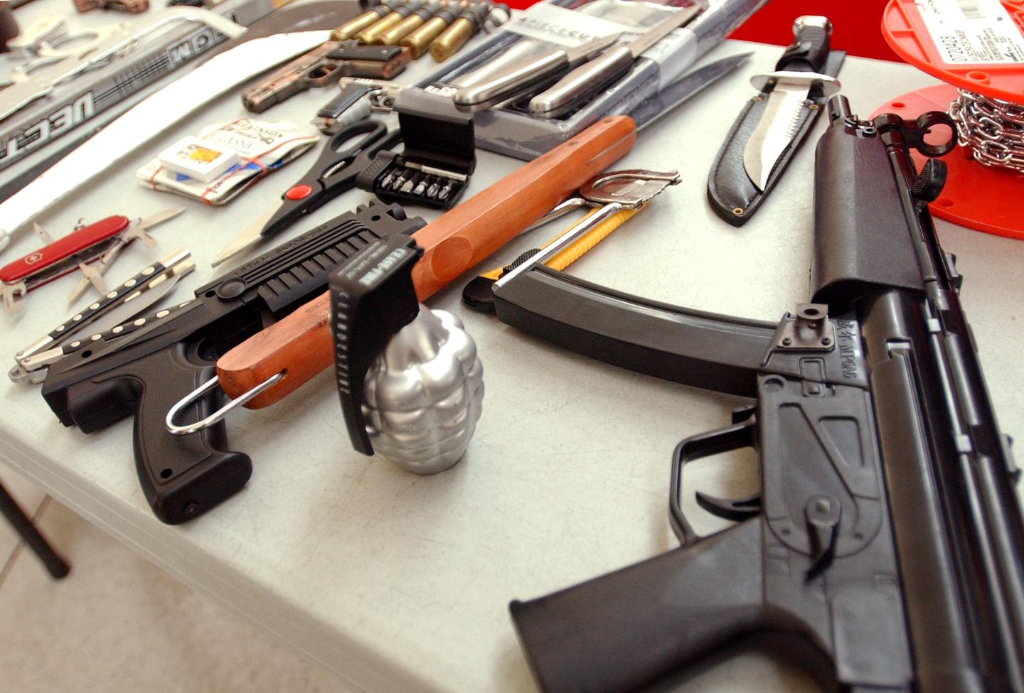 Guns confiscated from people attempting to board aircraft