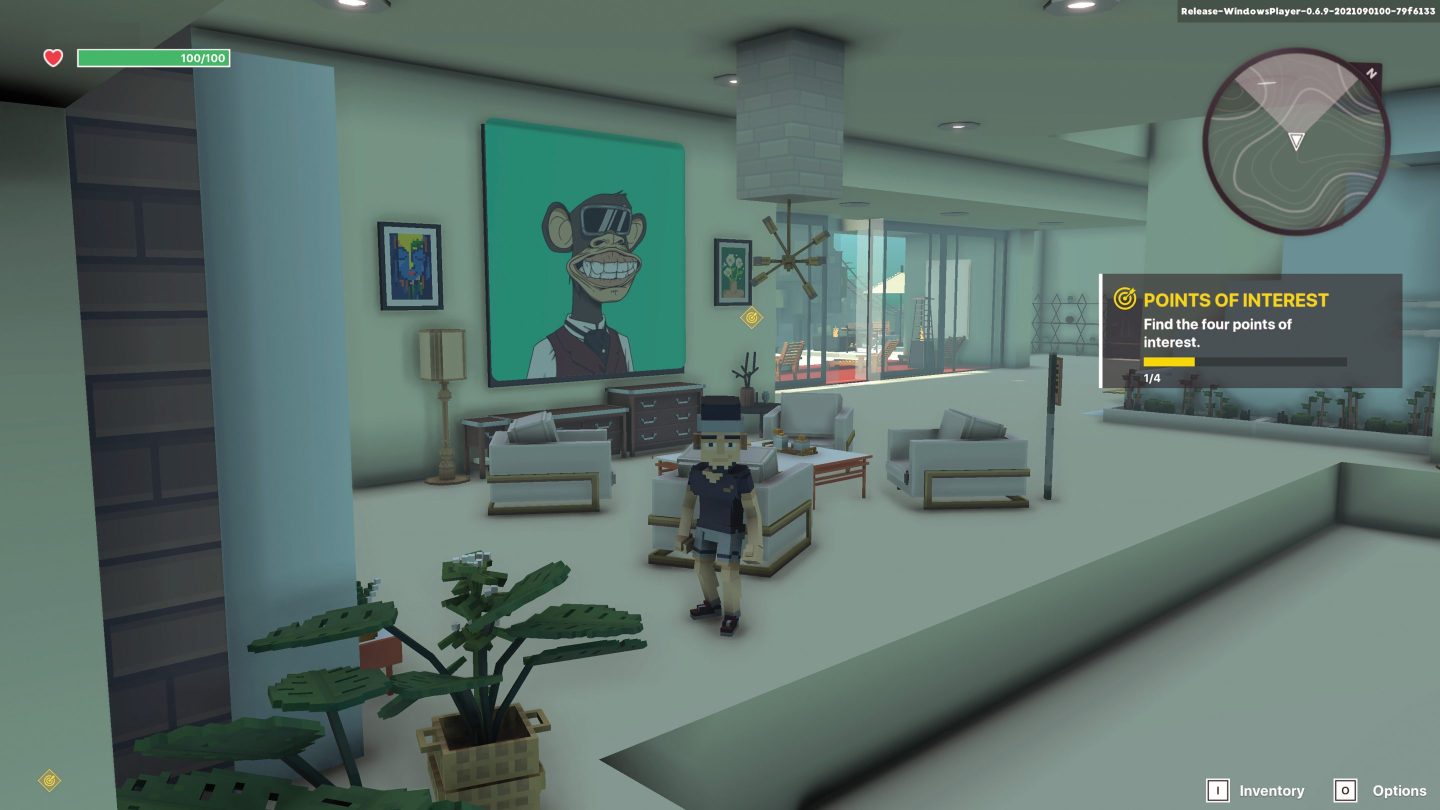An avatar stands in a house in the metaverse platform the Sandbox.