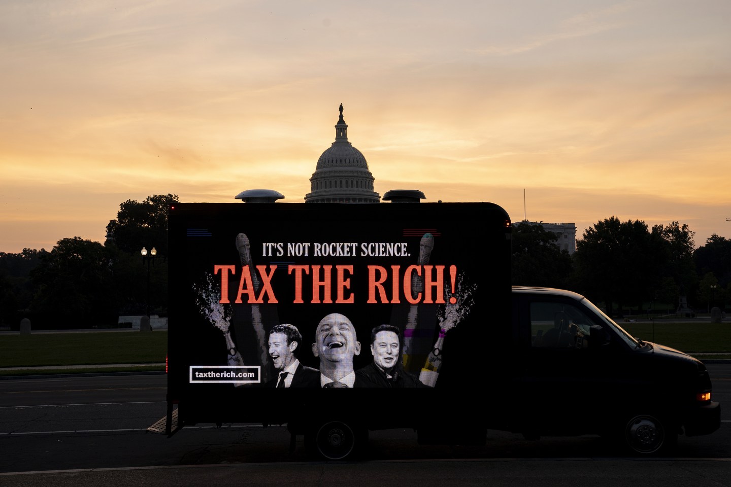 A sign saying “Tax the Rich” in Washington, D.C.