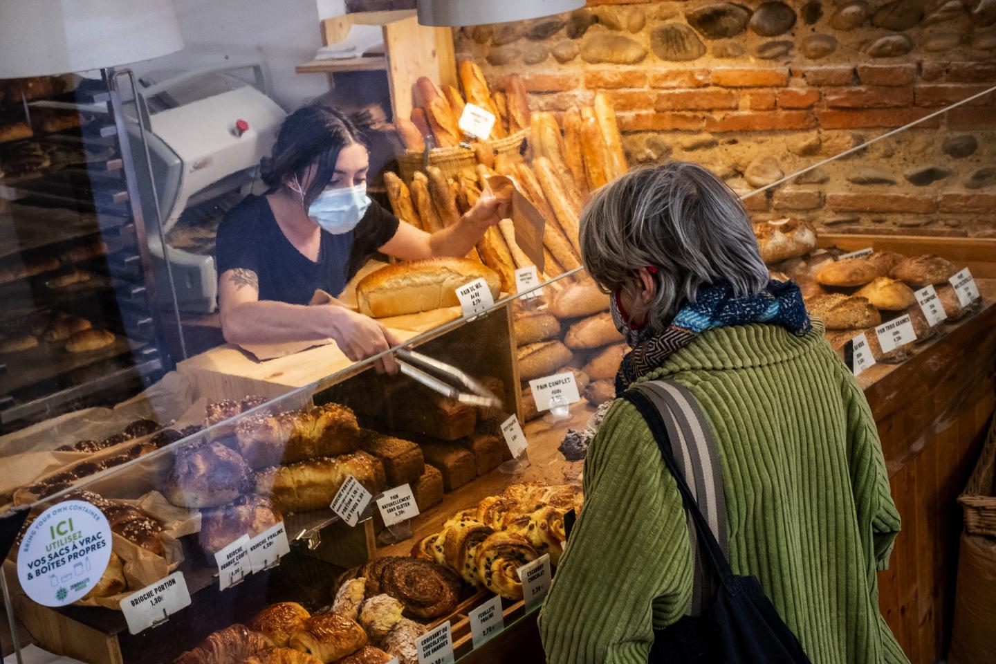 A worker in a bakery.
