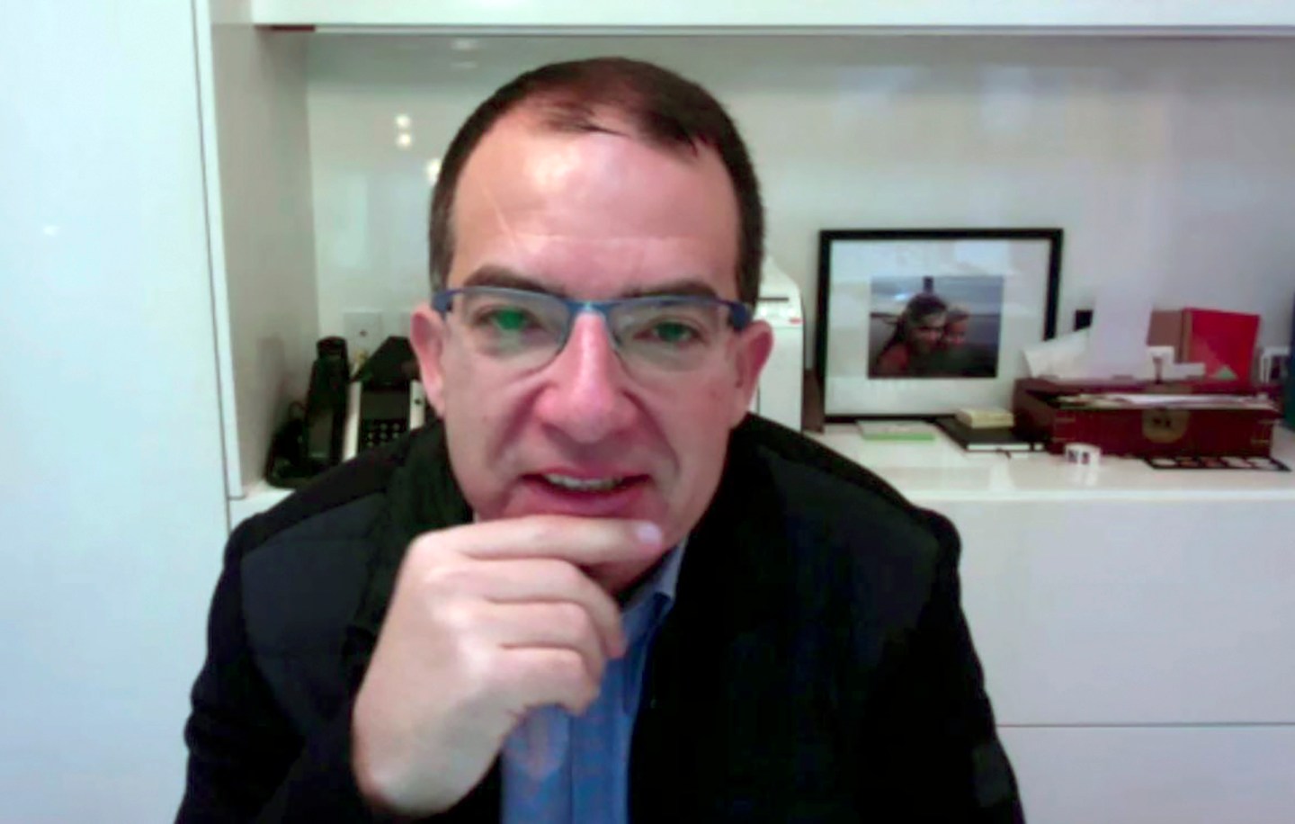 The CEO of Moderna Stéphane Bancel is seen in this video frame grab as he speaks during an interview with AFP on November 17, 2020.