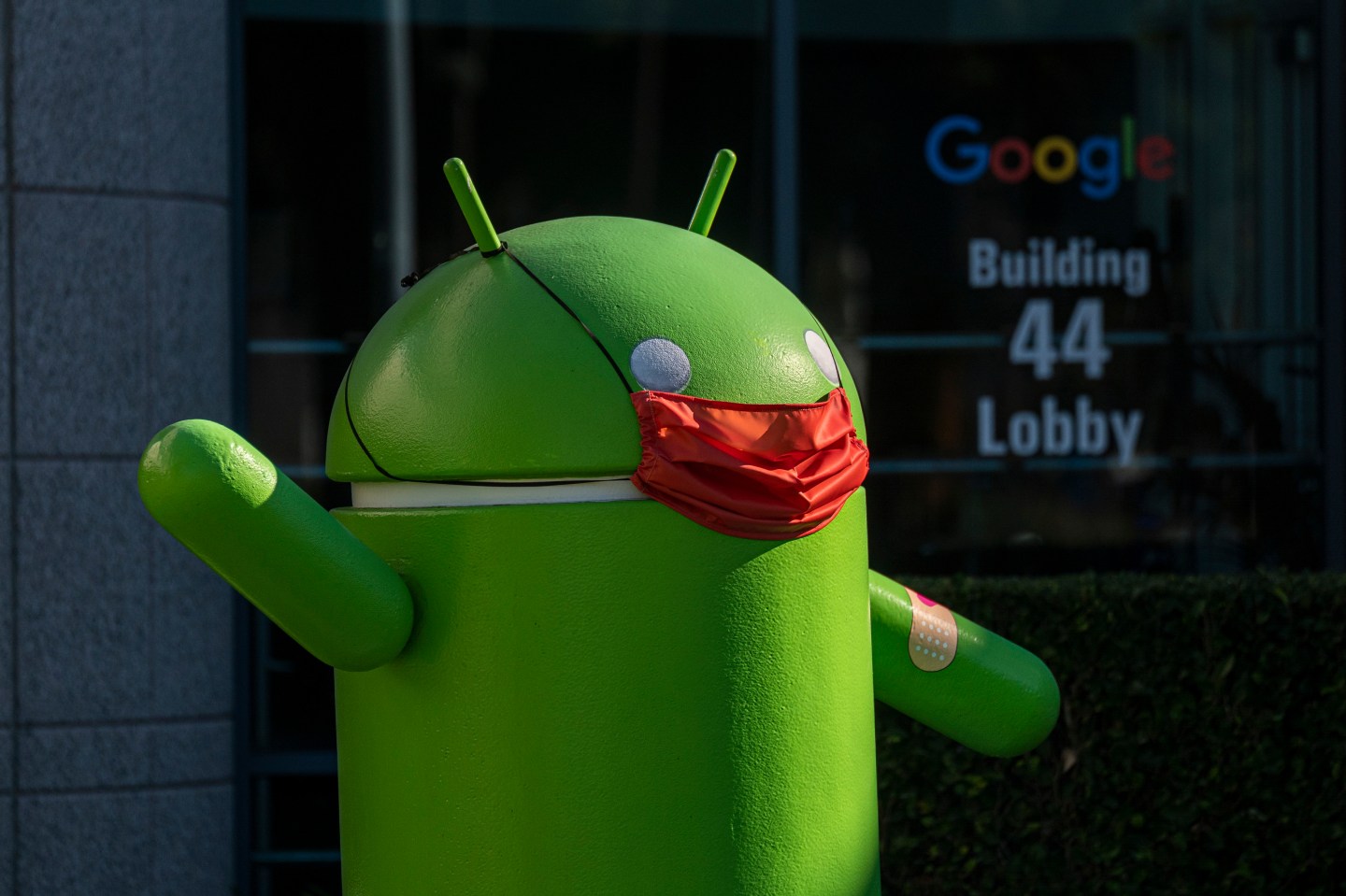 An Android mascot at Google headquarters in Mountain View, California.