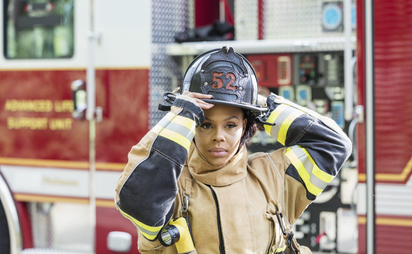 Firefighter in protection suit