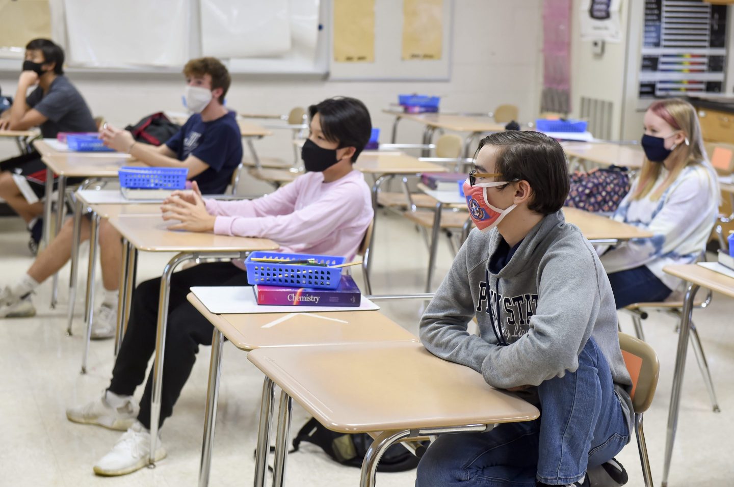 Students in a chemistry class in Pennsylvania