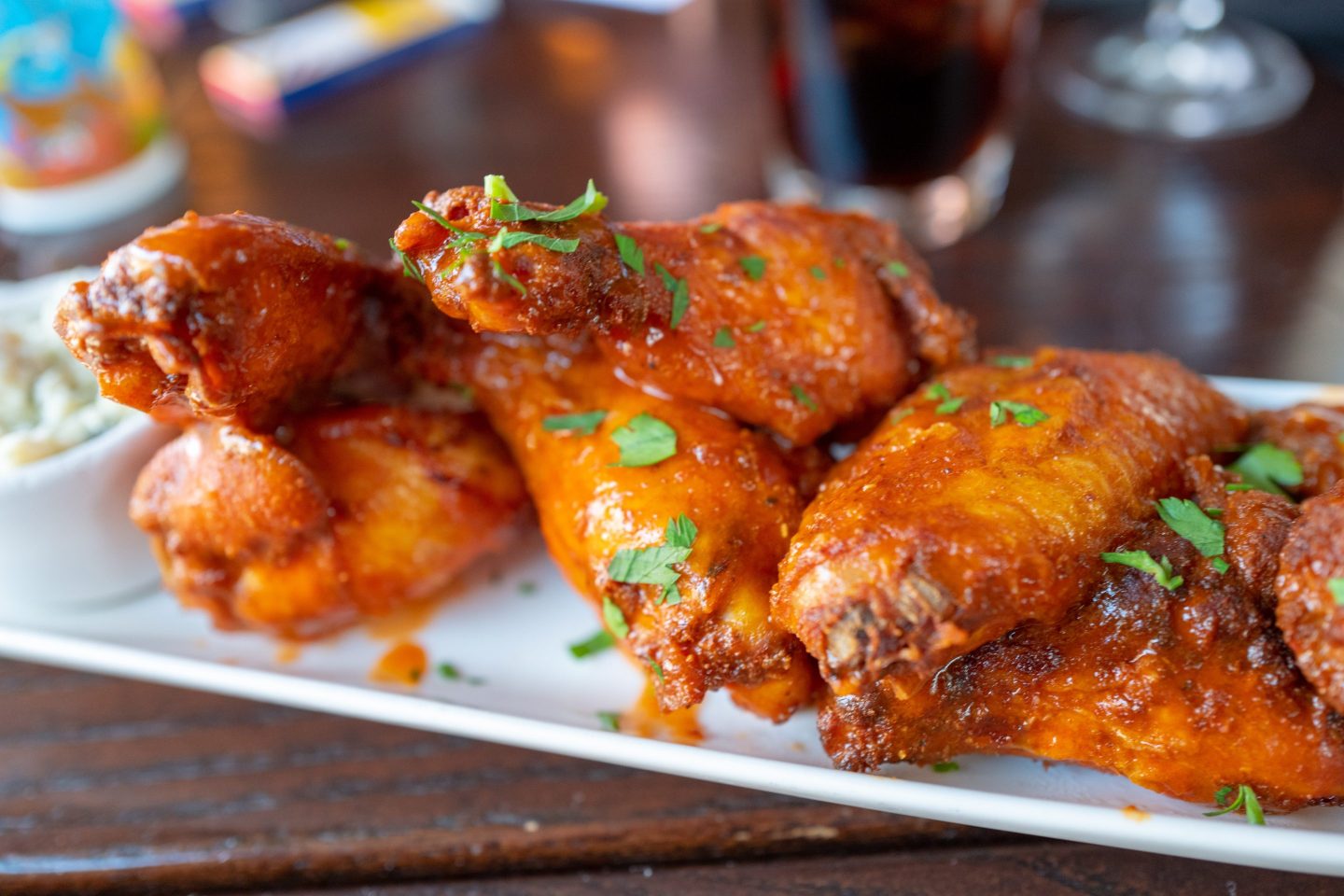 A plate of buffalo chicken wings