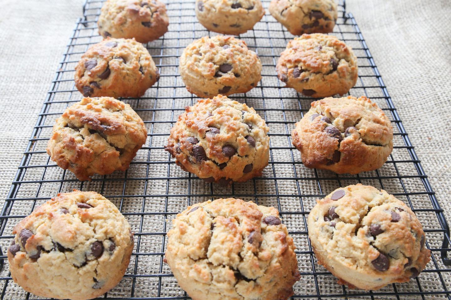 chocolate cookies on a baking rack