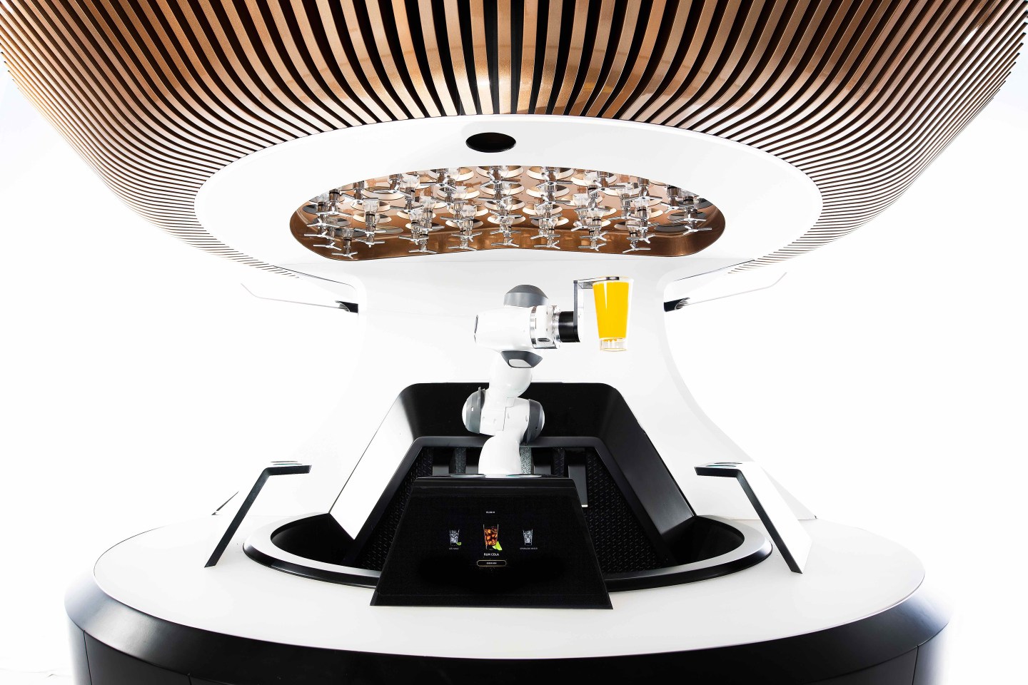 The bartending unit is empowered by artificial intelligence and robotics .