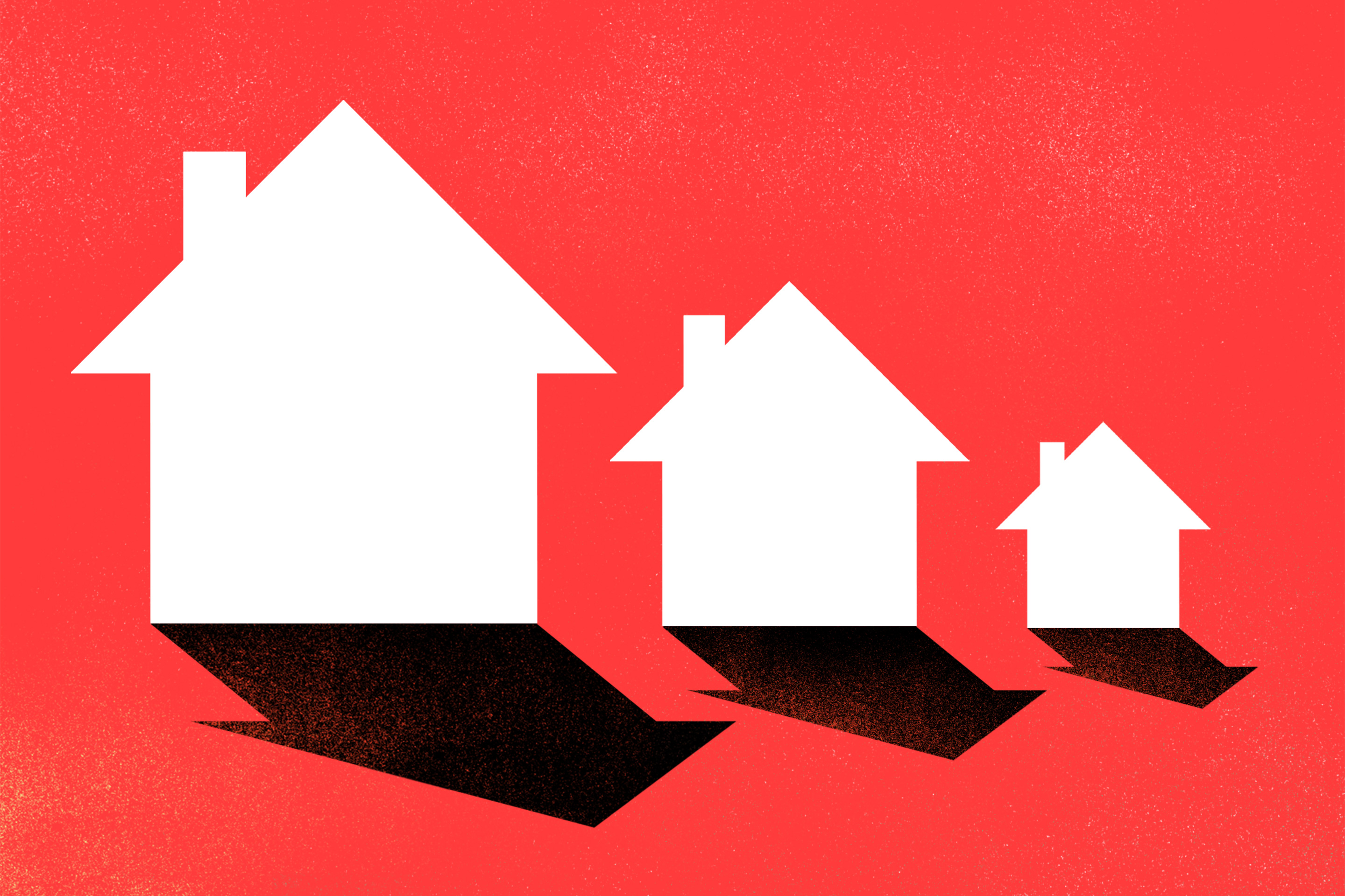 3 shrinking homes next to each other
