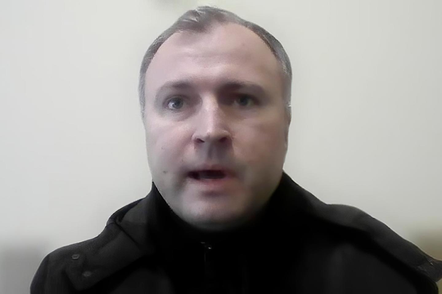 In this image from video, Victor Zhora, a top Ukrainian cybersecurity official, holds a news conference for international media Friday, March 4, 2022, from a bunker in Kyiv, Ukraine. Zhora said homegrown volunteers in Europe's first major war of the internet age are attacking only what they deem military targets, prioritizing government services including the financial sector, Kremlin-controlled media and railways.
