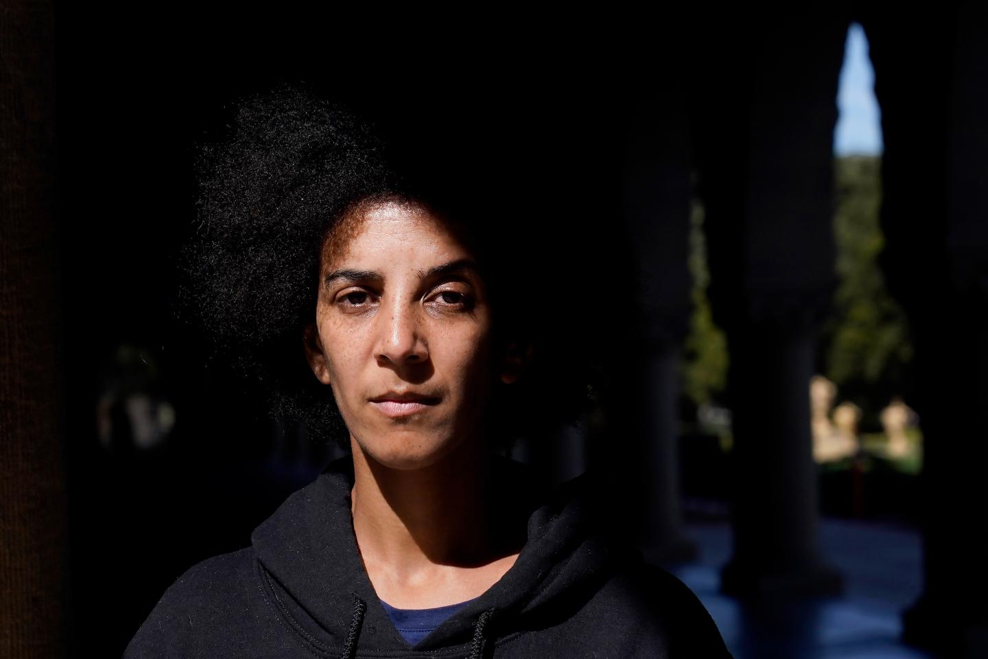 Timnit Gebru poses for photos in Stanford, Calif., Monday, March 21. When she co-led Google's Ethical AI team, Gebru was a prominent insider voice questioning the tech industry's approach to artificial intelligence.