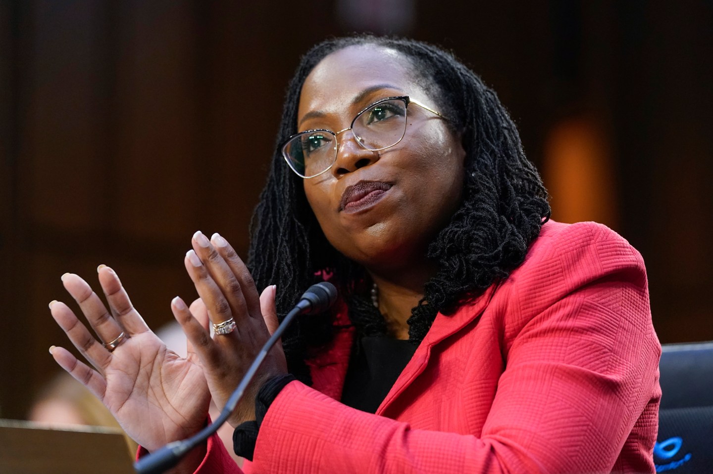 Supreme Court nominee Ketanji Brown Jackson answers a question by Sen. Ted Cruz, R-Texas, as she testifies during her Senate Judiciary Committee confirmation hearing on Capitol Hill in Washington, March 22. Jackson has had to endure hours of public scrutiny from skeptics, something familiar to many Black women. The Harvard-educated Jackson is making history, the first Black woman nominated in the court's 233 years.