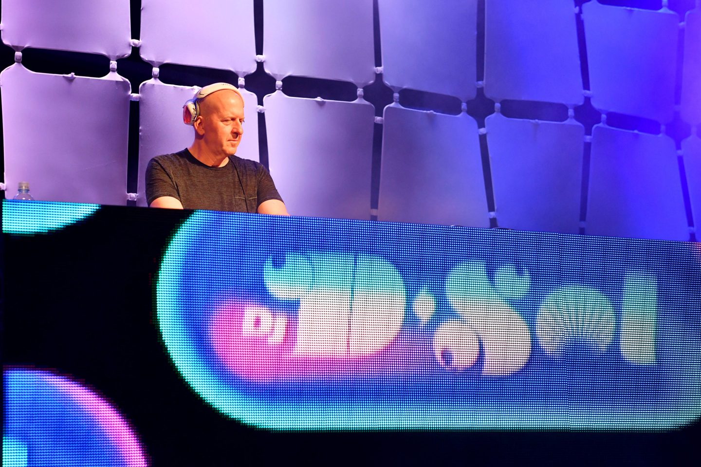 David Solomon plays a set as a DJ at Sports Illustrated's superbowl part.