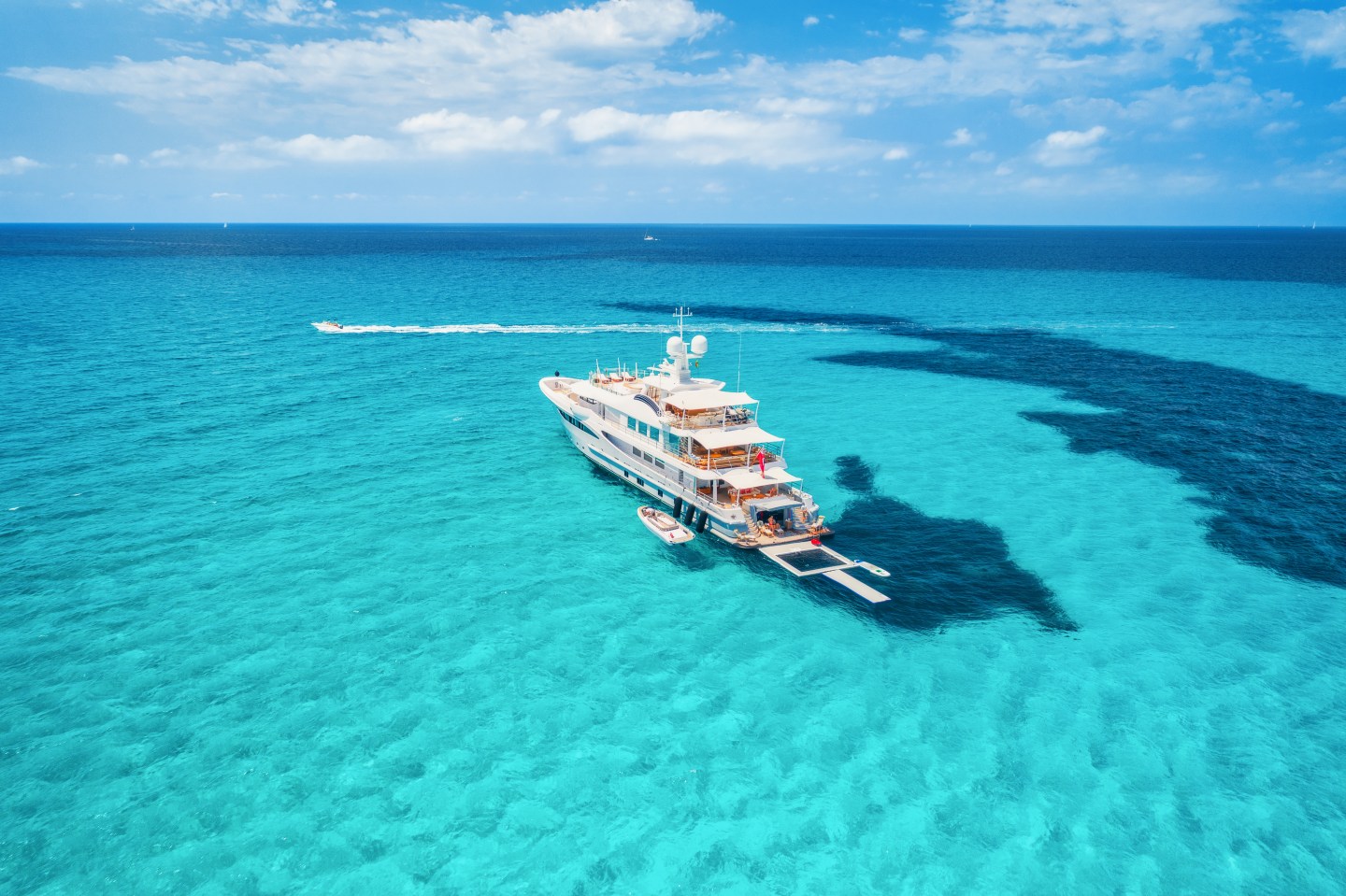 A yacht in the ocean.