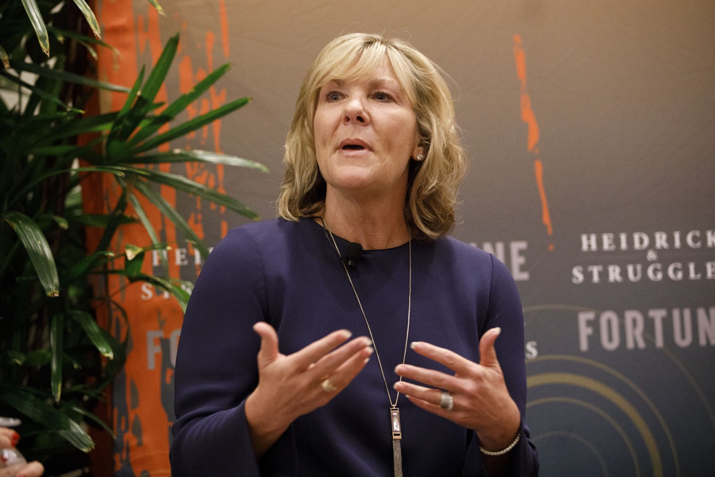 Tricia Griffith, president and chief executive officer of Progressive Corp., speaks during the Fortune's Most Powerful Women conference in Dana Point, California, U.S., on Wednesday, Oct. 3, 2018.