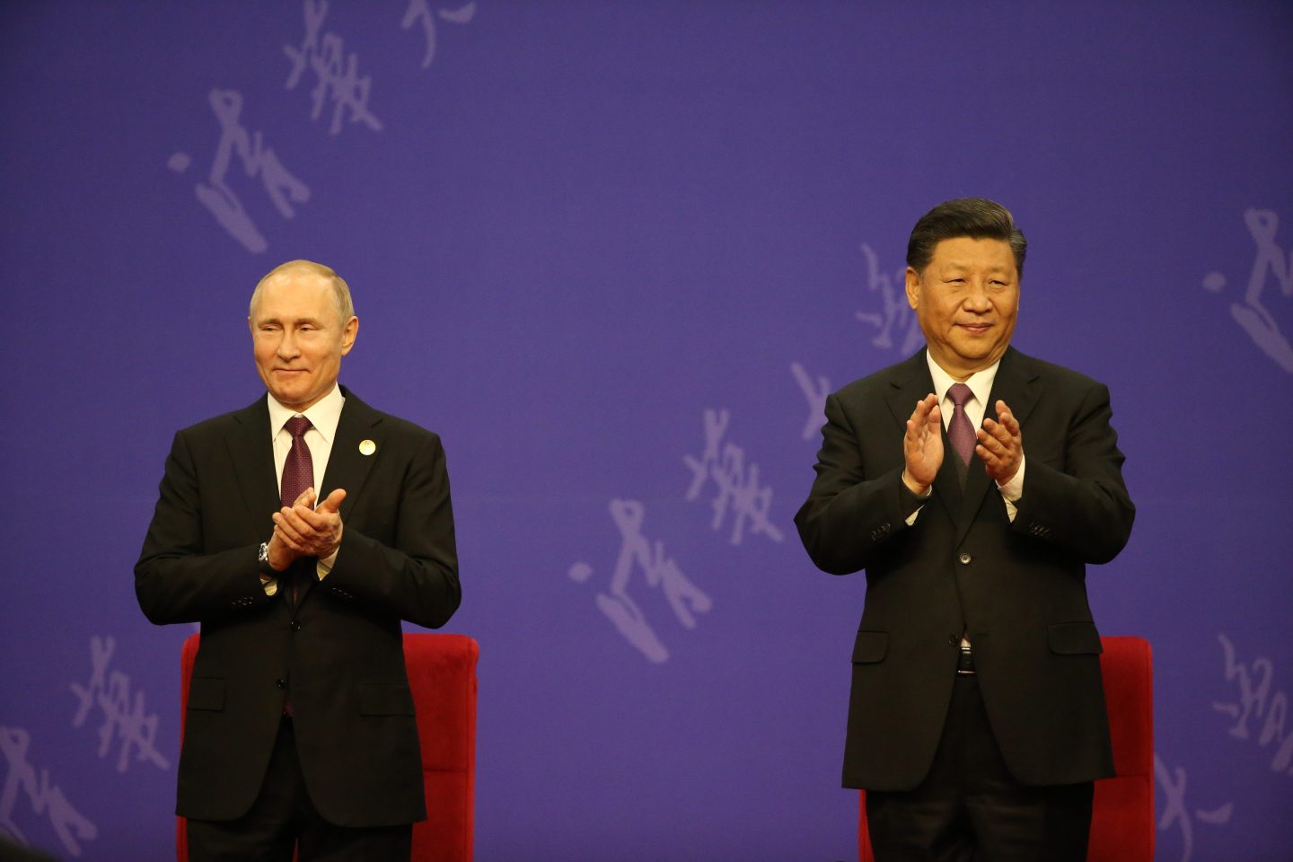 Chinese President Xi Jinping (on right) and Russian President Vladimir Putin