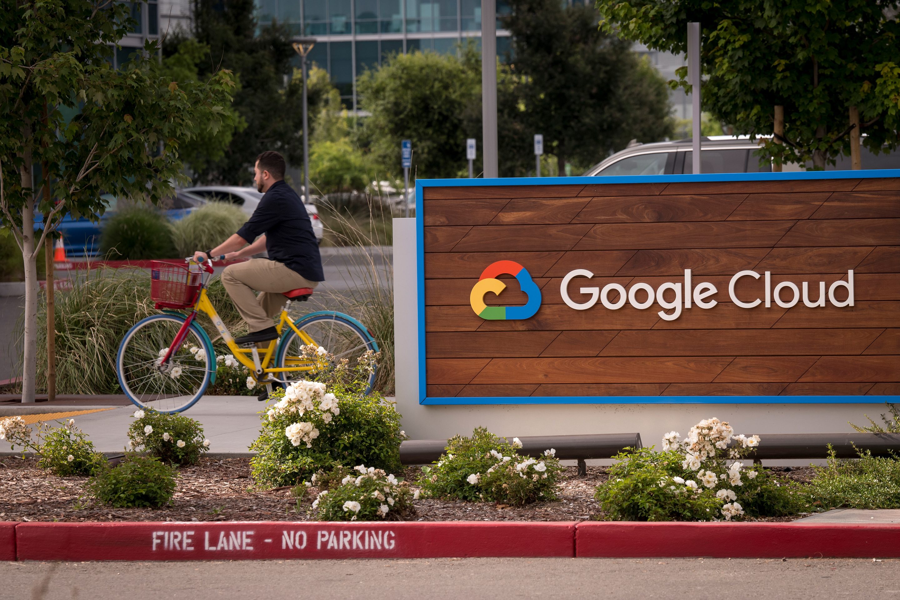 Man rides Google bicycle